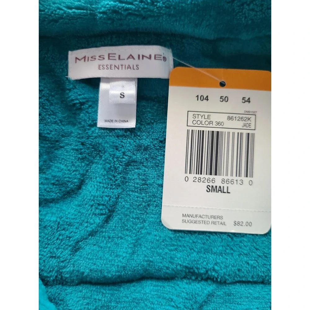 Miss Elaine Essentials Jade Teal Fleece Zip Front Robe Scroll Embossed 861262K